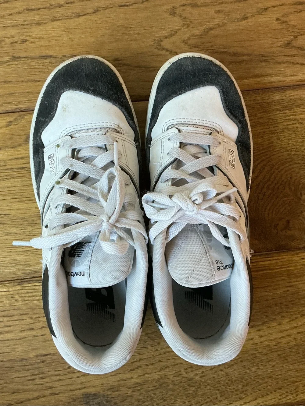 New Balance 550 White and Black Retro Sneakers